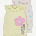 George - Floral Polka Dot Frill Rompers 2 Pack