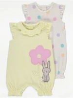 George - Floral Polka Dot Frill Rompers 2 Pack