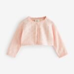 Next - Pink Baby Pointelle Shrug Knitted 100% Cotton Cardigan
