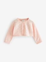 Next - Pink Baby Pointelle Shrug Knitted 100% Cotton Cardigan