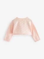 Next - Pink Baby Pointelle Shrug Knitted 100% Cotton Cardigan - Image 3