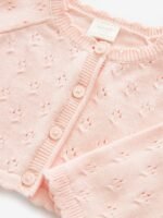 Next - Pink Baby Pointelle Shrug Knitted 100% Cotton Cardigan - Image 2