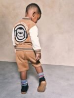 Next - Tan Brown Monkey 100% Cotton Letterman and Shorts Set - Image 3