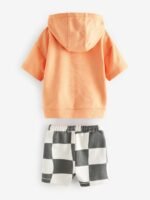 Next - Orange Short Sleeve Hooded Sweatshirt and Shorts Set - Image 4