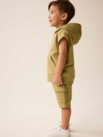 Next - Khaki Green Short Sleeve Utility Hoodie and Shorts Set - Image 7