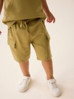 Next - Khaki Green Short Sleeve Utility Hoodie and Shorts Set - Image 4