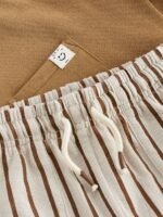 Next - Ecru 100% Cotton Sweatshirts And Stripe Joggers Set - Image 4