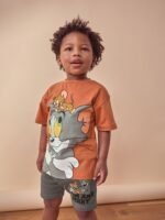 Next - Tan Brown Tom and Jerry Short Sleeve T-Shirt and Shorts Set