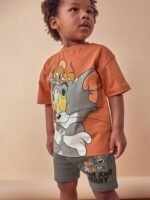 Next - Tan Brown Tom and Jerry Short Sleeve T-Shirt and Shorts Set - Image 8