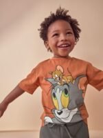 Next - Tan Brown Tom and Jerry Short Sleeve T-Shirt and Shorts Set - Image 5