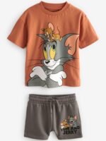 Next - Tan Brown Tom and Jerry Short Sleeve T-Shirt and Shorts Set - Image 2