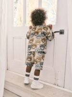 Next - Neutral Drippy Bear Jersey 100% Cotton Crew Neck Sweatshirt and Short Set - Image 3