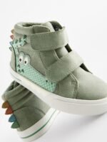 Next - Green Croc Wide Fit (G) Warm Lined High Top Touch Fastening Trainers - Image 4