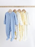 Next - Blue Baby Two Way 100% Cotton Zip Sleespuits 4 Pack