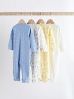Next - Blue Baby Two Way 100% Cotton Zip Sleespuits 4 Pack - Image 3