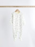 Next - Blue Baby Two Way 100% Cotton Zip Sleespuits 4 Pack - Image 6