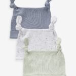 Next - Blue/Green Baby Double 100% Cotton Tie Top Hats 3 Pack