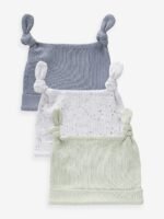 Next - Blue/Green Baby Double 100% Cotton Tie Top Hats 3 Pack