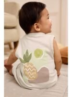 Next - Monochrome Palm Baby Jersey Vest Rompers 3 Pack - Image 2