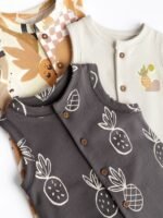 Next - Monochrome Palm Baby Jersey Vest Rompers 3 Pack - Image 4