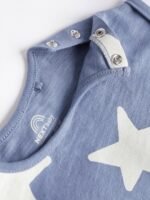 Next - Teal Blue Star Baby Jersey 100% Cotton Rompers 4 Pack - Image 4