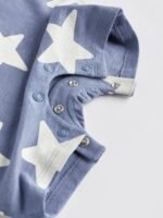 Next - Teal Blue Star Baby Jersey 100% Cotton Rompers 4 Pack - Image 5