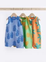 Next - Bright Palm Baby Jersey Vest Rompers 3 Pack