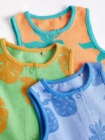 Next - Bright Palm Baby Jersey Vest Rompers 3 Pack - Image 2