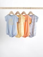 Next - Pale Blue Baby Bloomer Jersey Rompers 4 Pack