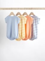 Next - Pale Blue Baby Bloomer Jersey Rompers 4 Pack - Image 2