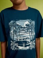 Next - Navy/Camel Palm Tree 100% Cotton Short Pyjamas 3 Pack - Image 4