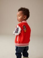 Next - Bright Red Letterman 100% Cotton Jacket - Image 3