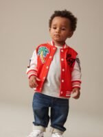 Next - Bright Red Letterman 100% Cotton Jacket