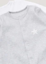MATALAN Baby 2 Pack Grey Star Sleepsuit - Image 2