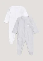 MATALAN Baby 2 Pack Grey Star Sleepsuit