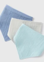 MATALAN 3 Pack Blue Muslin Bibs - Image 2