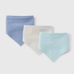 MATALAN 3 Pack Blue Muslin Bibs