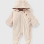 Matalan - Baby Cream Velour Ribbed Pramsuit