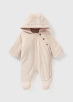 Matalan - Baby Cream Velour Ribbed Pramsuit