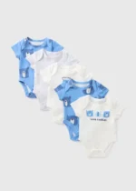 MATALAN 5 Pack Baby Blue Bear Bodysuits