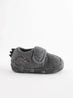 Next Grey Dino Touch Fastening Cupsole Slippers