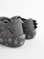 Next Grey Dino Touch Fastening Cupsole Slippers - Image 3