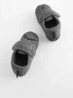 Next Grey Dino Touch Fastening Cupsole Slippers - Image 2