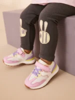 Next White/Pink/Yellow Elastic Lace Chunky Trainers