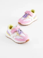 Next White/Pink/Yellow Elastic Lace Chunky Trainers - Image 7