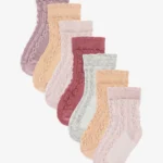 Next Pink/Neutral Baby Cable Socks 7 Pack