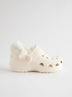 Next Neutral White Faux Fur Lined Clog Slippers - Image 2