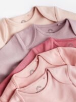Next Pink 5 Pack Essential Long Sleeve 100% Cotton Baby Bodysuits - Image 2