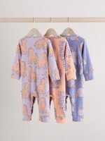 Next Lilac Purple Baby Footless Sleepsuits 3 Pack - Image 9