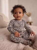 Next Brown Animal Print Baby Sleepsuits 3 Pack - Image 2
